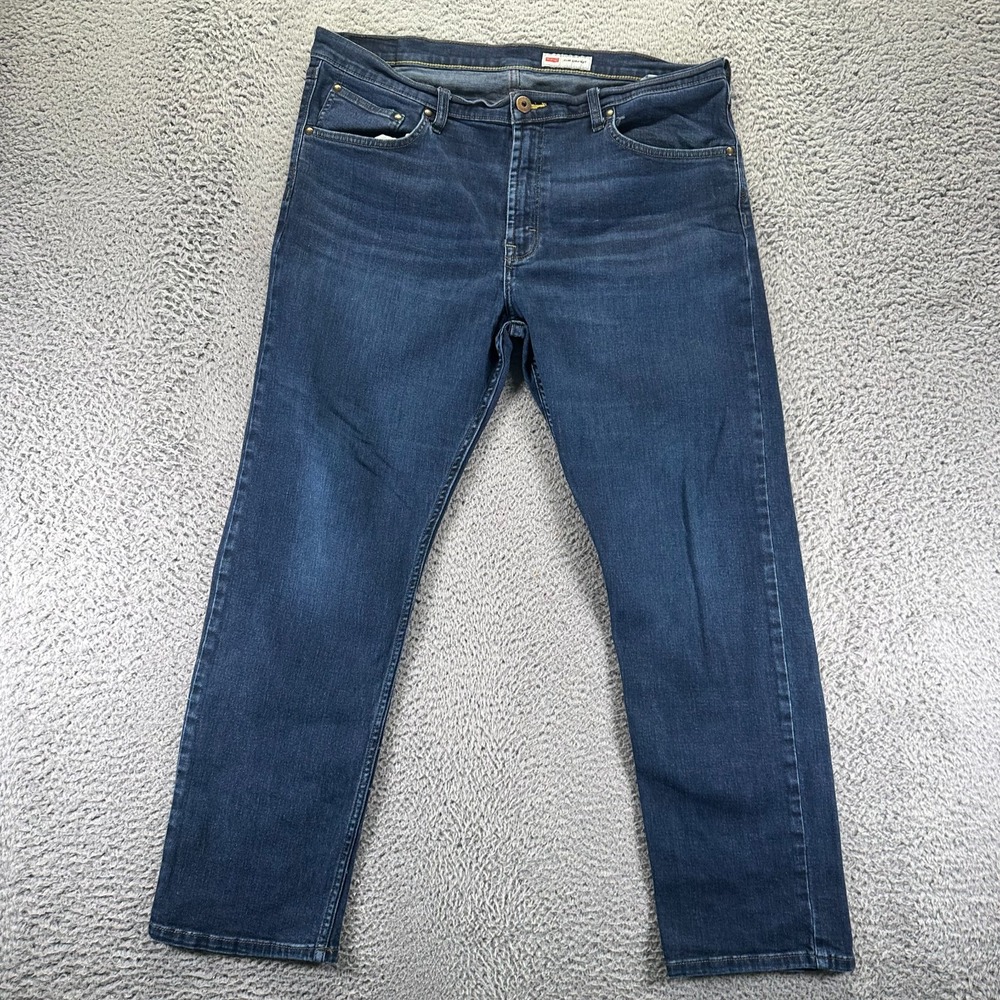 Wrangler Jeans Mens 38x30 Blue Cotton Denim Straight Slim Fit Workwear Stretch